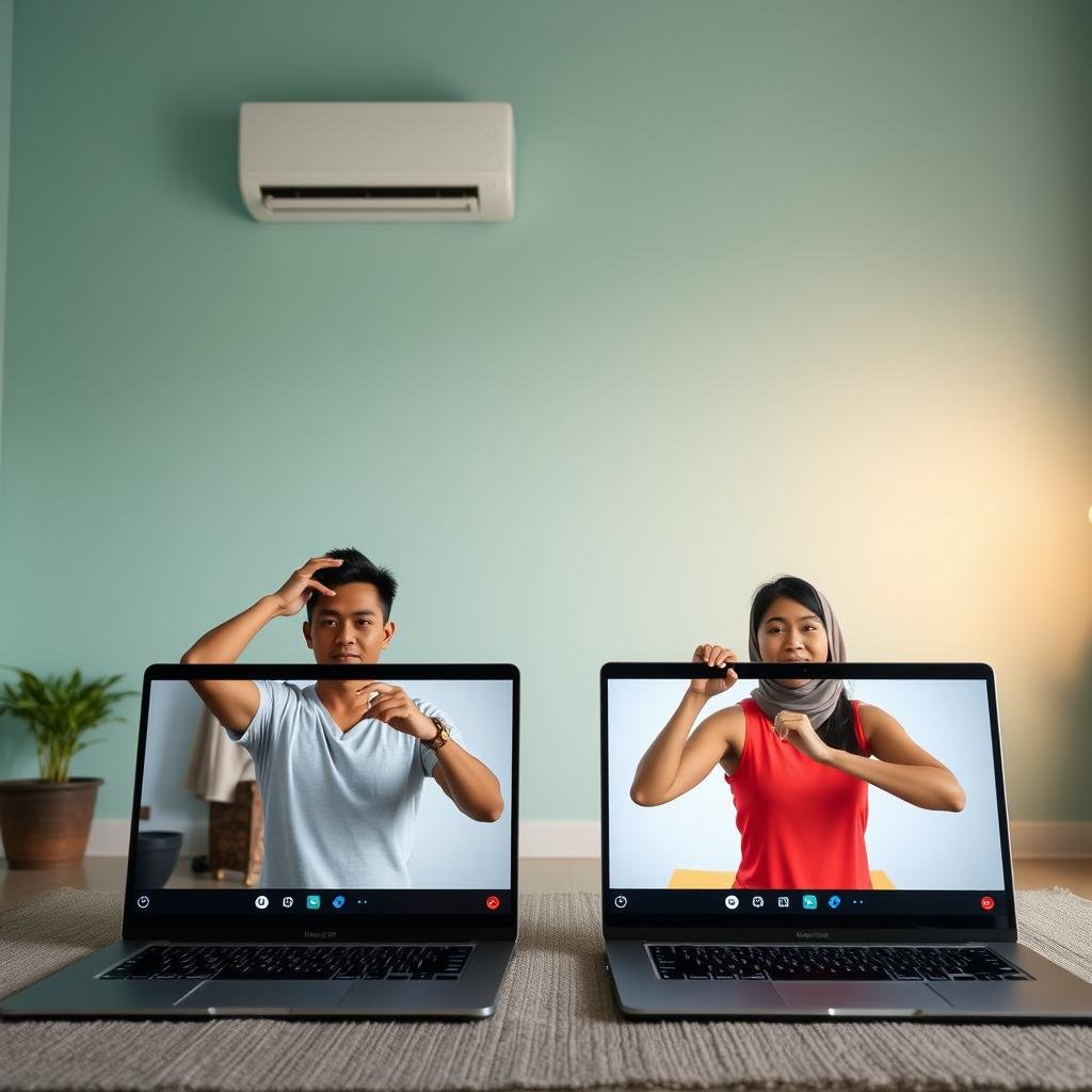 Latihan bersama rekan kerja secara virtual saat WFH Latihan bersama rekan kerja secara virtual saat WFH