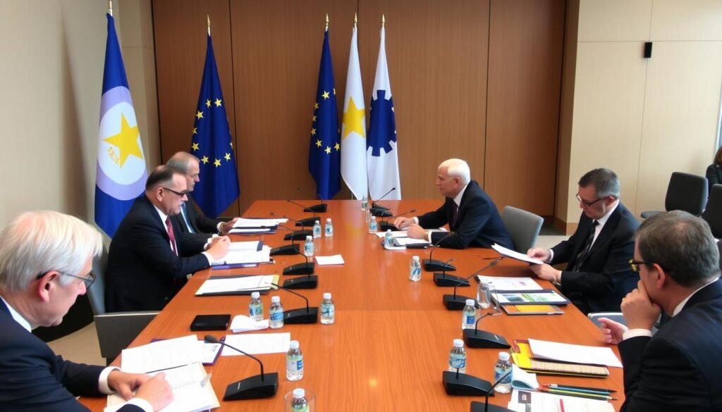 Sesi negosiasi di Brussel antara perwakilan UE, Siprus, dan pemangku kepentingan regional tentang Stabilitas Siprus dan Diplomasi Eropa